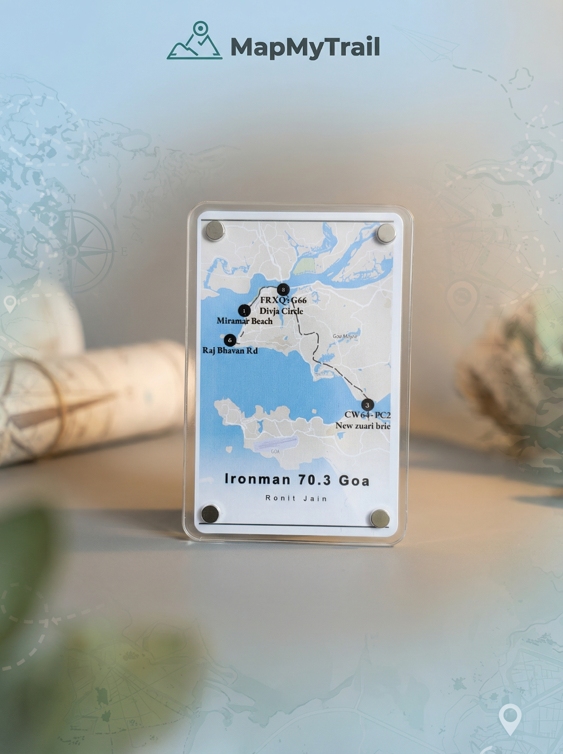 Beautiful custom travel map poster created with MapMyTrail